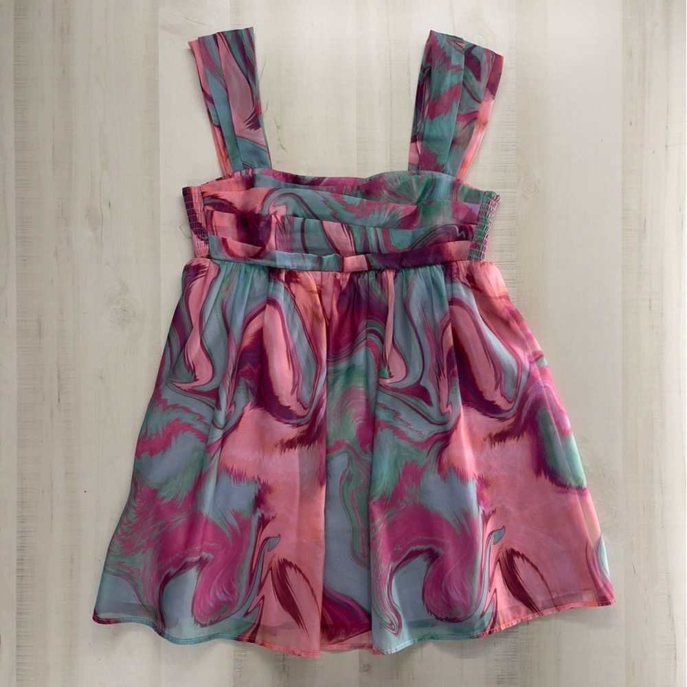 AMANDA UPRICHARD revolve Cindylou printed babydoll dress pink event weekend L
